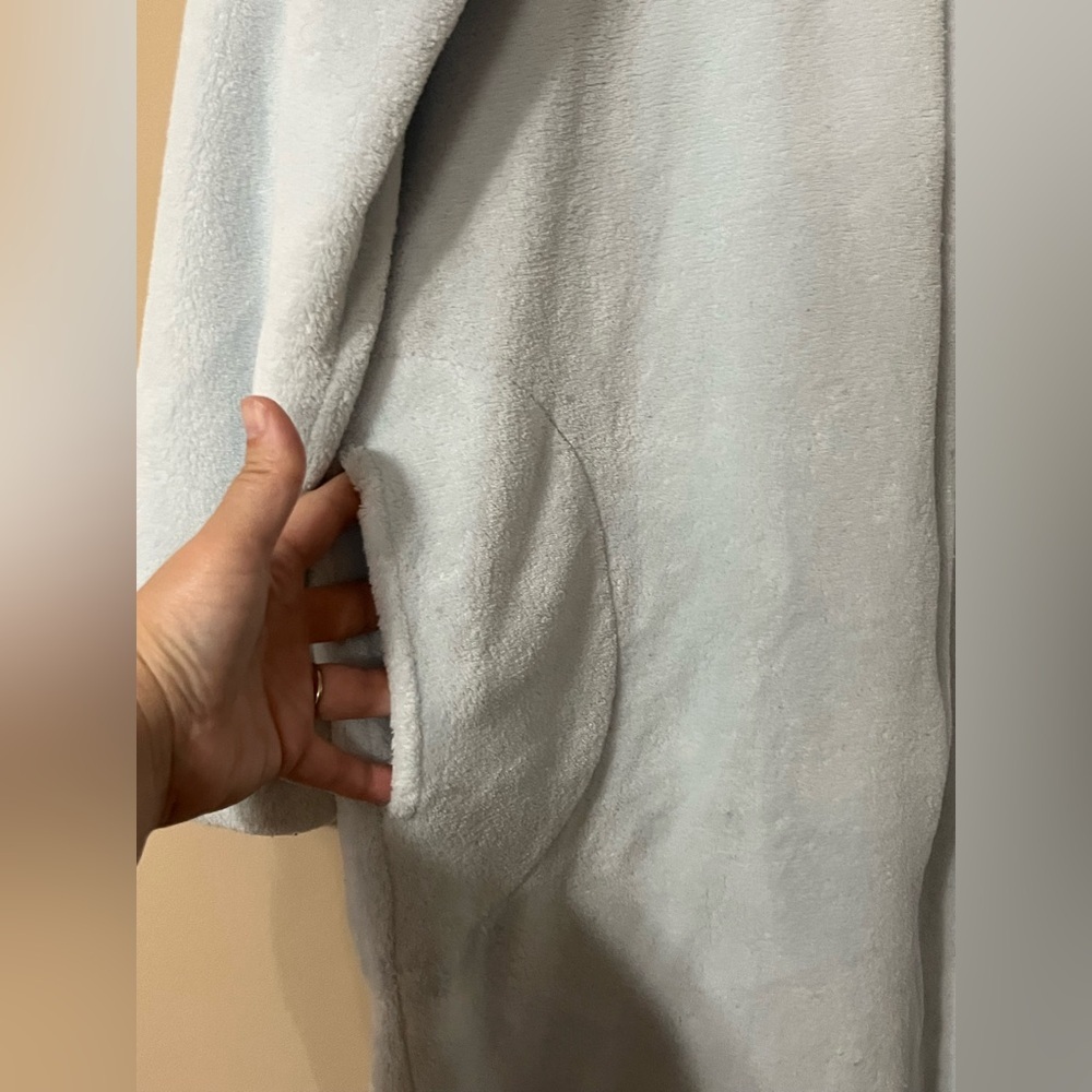 Miss Elaine Light Baby Blue Zip Front Long Robe Pockets Embroidered Size 2Xl - Picture 5 of 10
